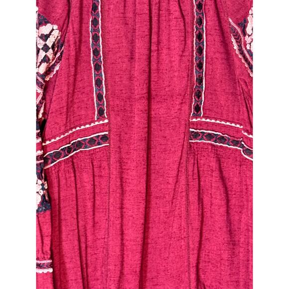 Free People OB847319 All My Life Embroidered Smocked Dress Size Med - Picture 3 of 8